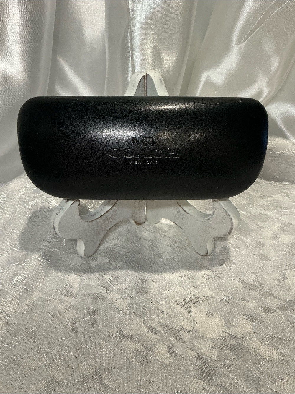 Coach Black Leather Logo Eyeglass Case